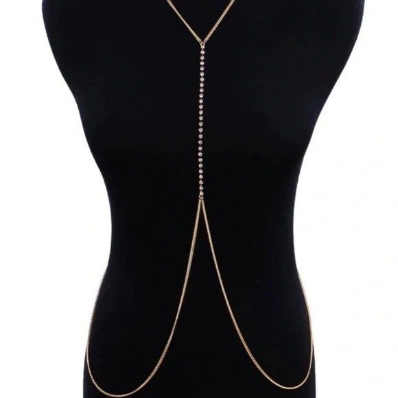 ⭐️ NEW - Rhinestone & Gold Body Chain - Picture 3 of 8